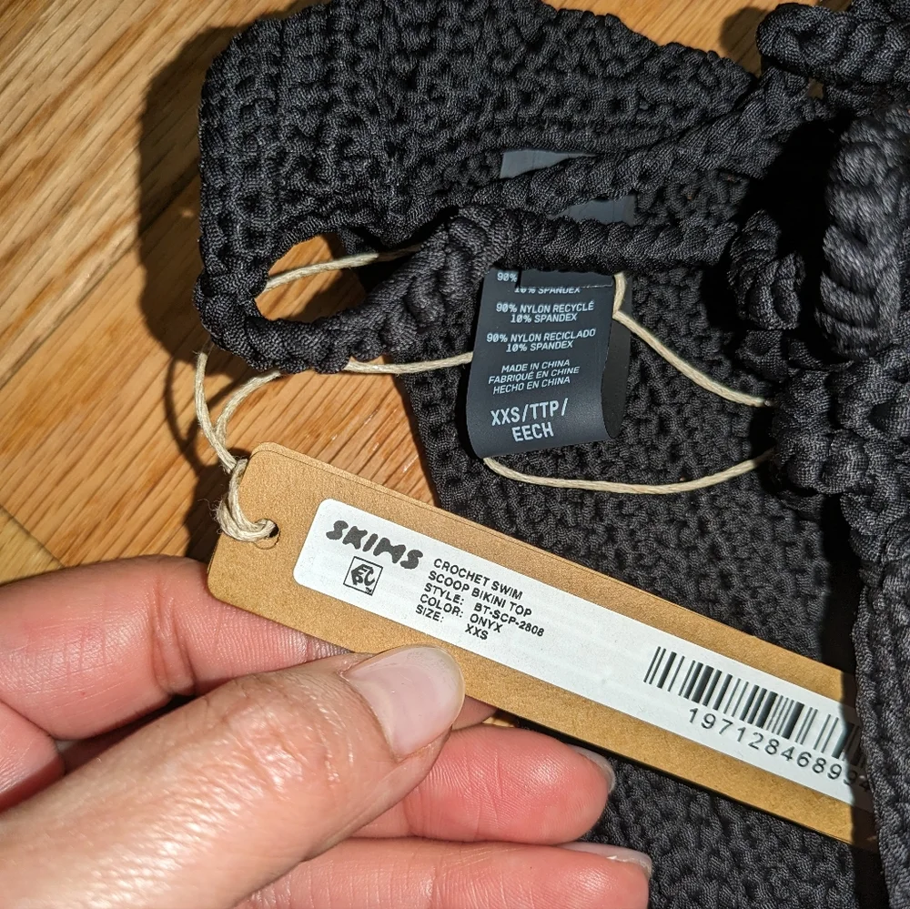 NWT SKIMS CROCHET SWIM BIKINI SET IN ONYX